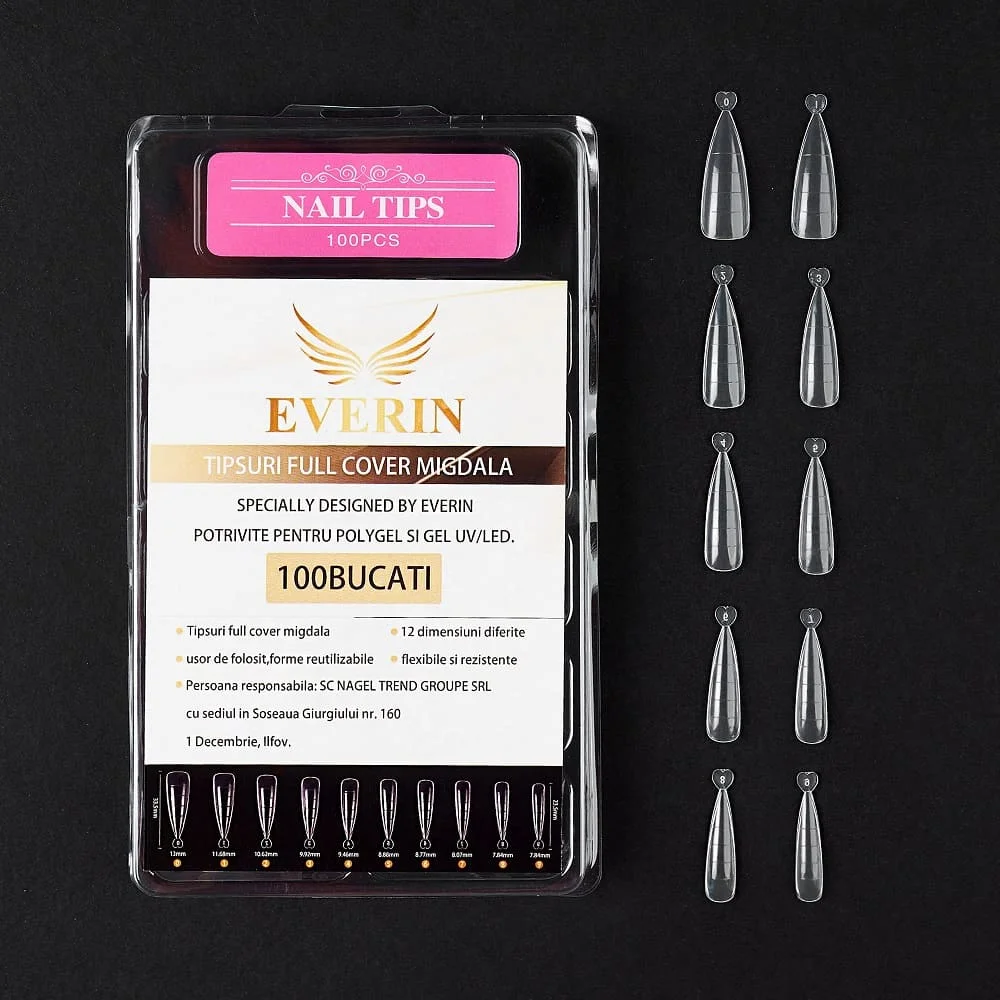 Tipsuri Smart Forms set 100 bucati Everin- Migdala clasica - TIPS-MC - EVERIN