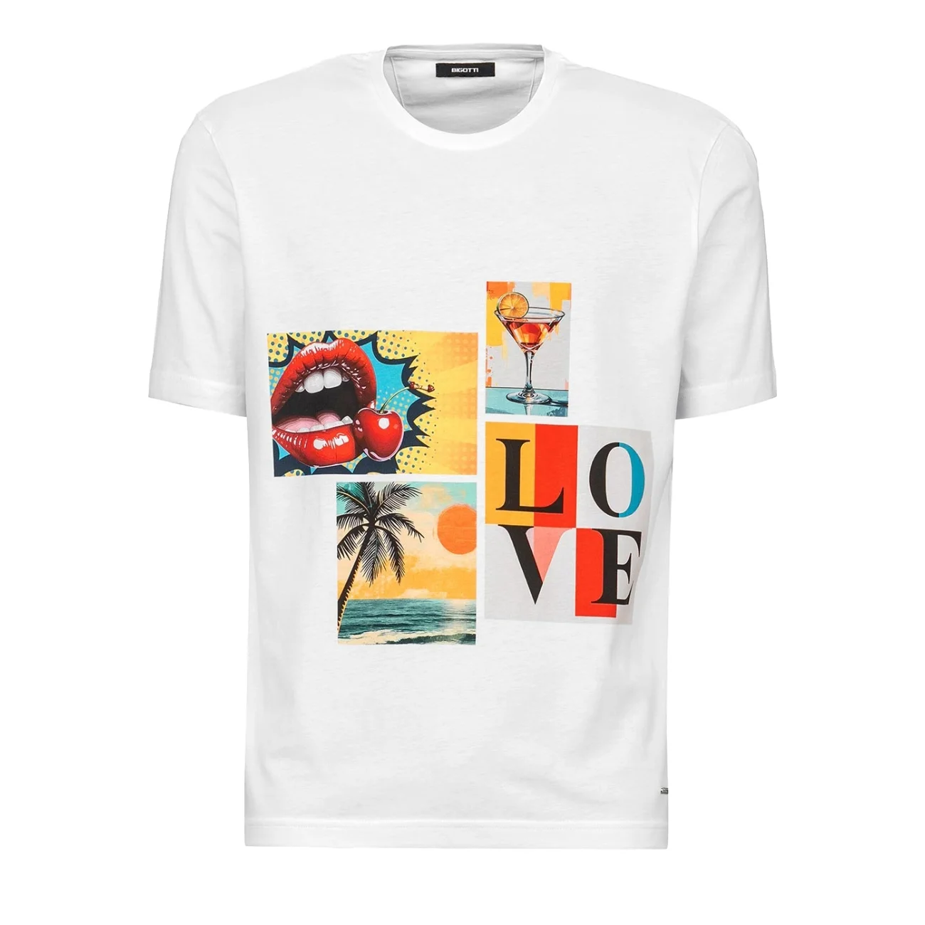 Tricou alb print geometric love L