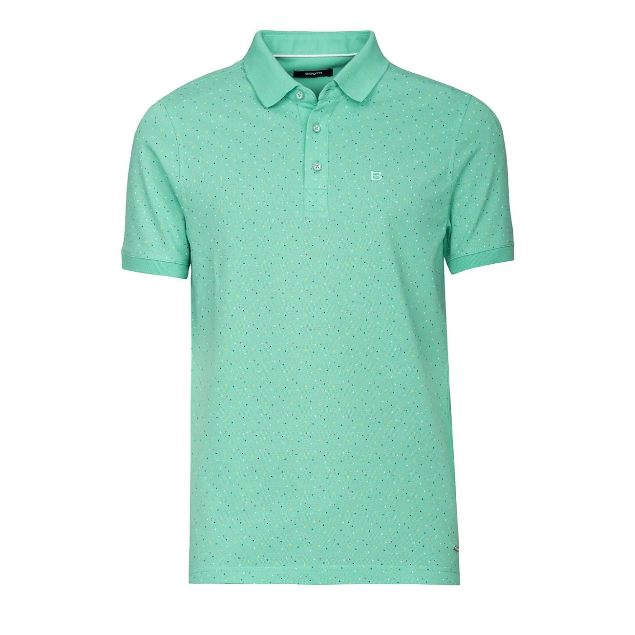 Tricou polo regular verde print geometric L
