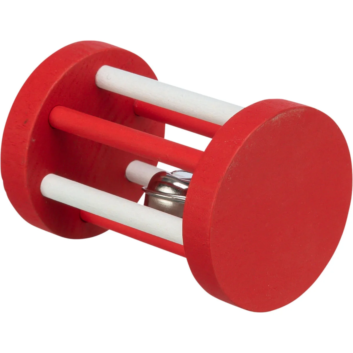 TRIXIE Christmas Rola cu Clopotel, jucărie stimulare pândă pisici, cu sunet, lemn, alb și roșu, 7x5cm, 1buc