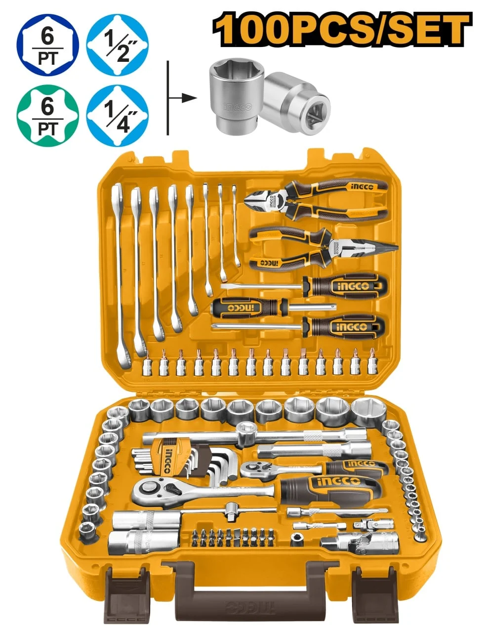 Trusa Chei Tubulare 100buc Ingco HKTHP21001