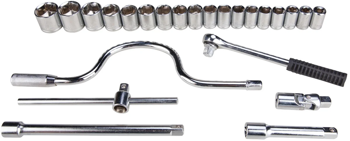 Trusa Chei Tubulare cu Accesorii 24 Pcs : 10-32 mm