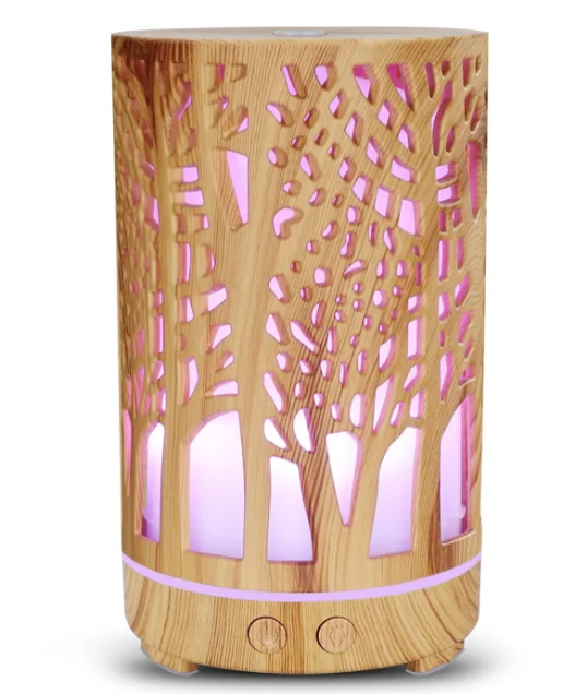 Umidificator aromaterapie ultrasunet model copac rezervor 200 ml 7 culori led lemn deschis