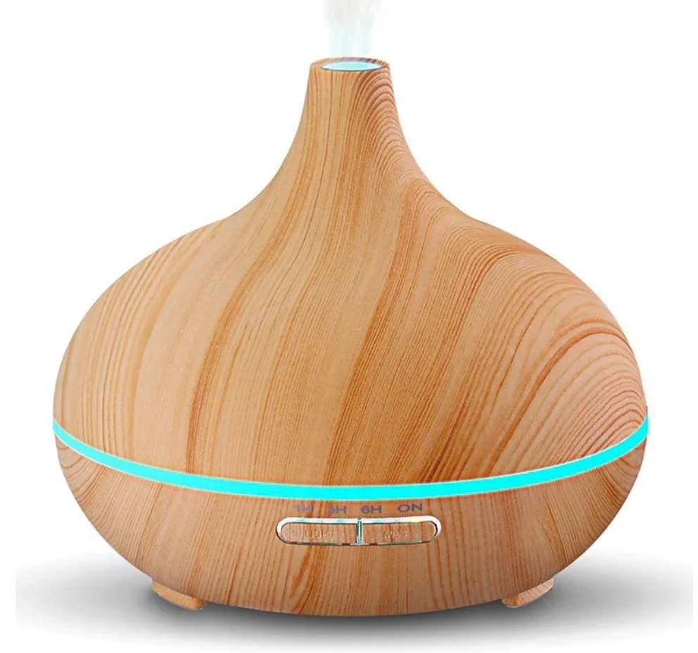 Umidificator din lemn natur cu lumini LED YL-07