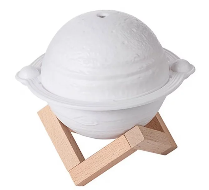 Umidificator lampa model Jupiter cu 3 moduri iluminare incarcare USB suport lemn