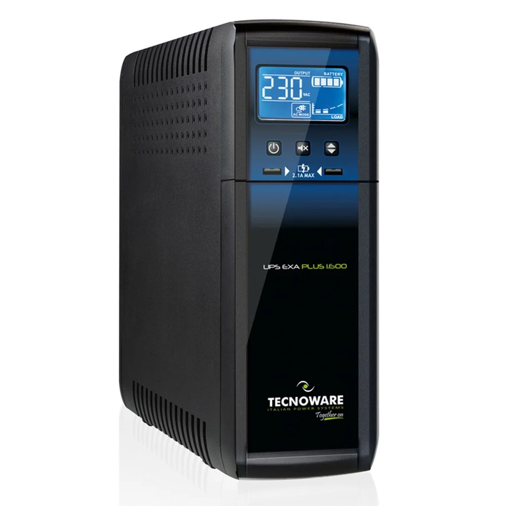 UPS cu 8 prize IEC Tecnoware EXA PLUS FGCEXAPL1602IEC, 1600 VA, 1120 W, AVR, display LCD, cu management