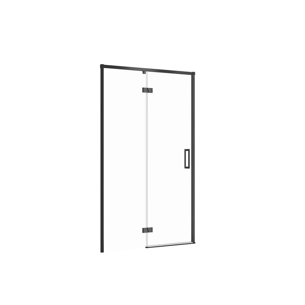 Usa sticla dus batanta 120x195 cm profil negru Cersanit Larga, montare stanga