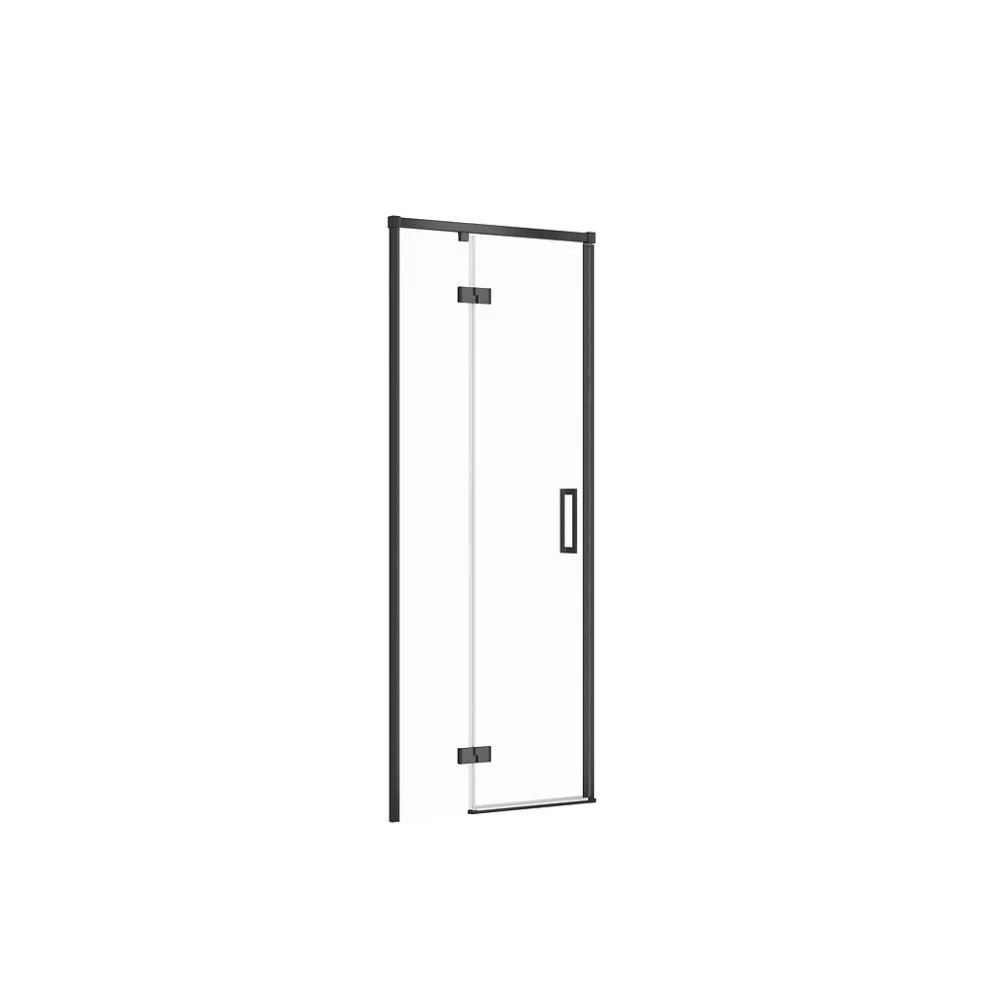 Usa sticla dus batanta 80x195 cm profil negru Cersanit Larga, montare stanga