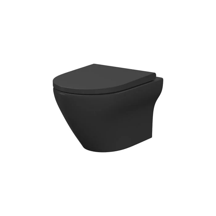 Vas wc cu capac soft-close suspendat negru t mat Cersanit Larga