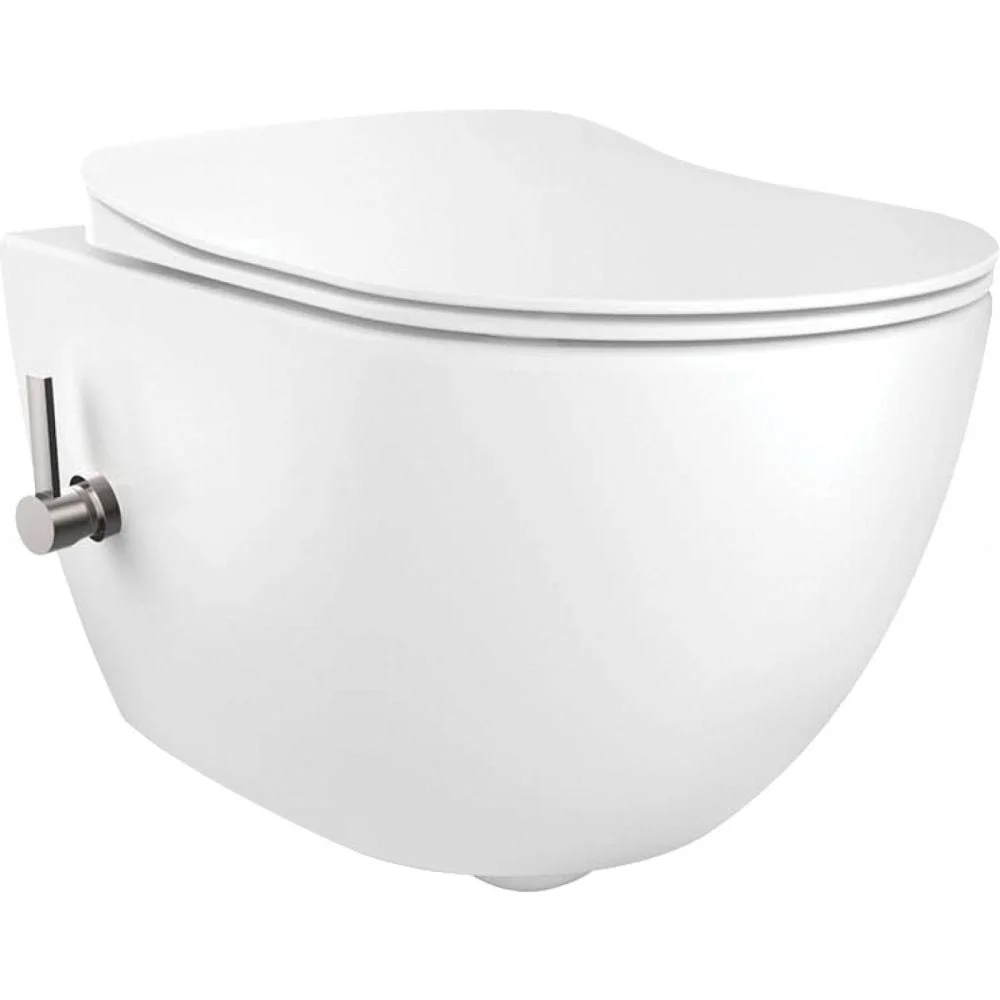 Vas wc cu functie de bideu incorporat si baterie, alb, Peonia Zero, Deante