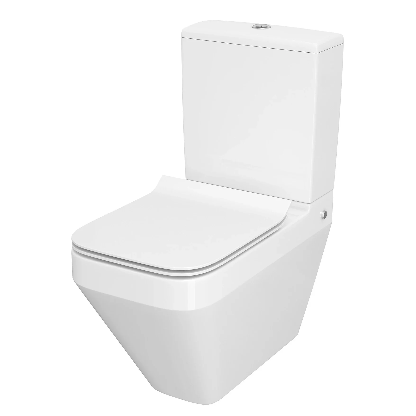 Vas WC pe pardoseala dreptunghiular rimless Cersanit Crea back-to-wall cu capac slim softclose alb fara rezervor