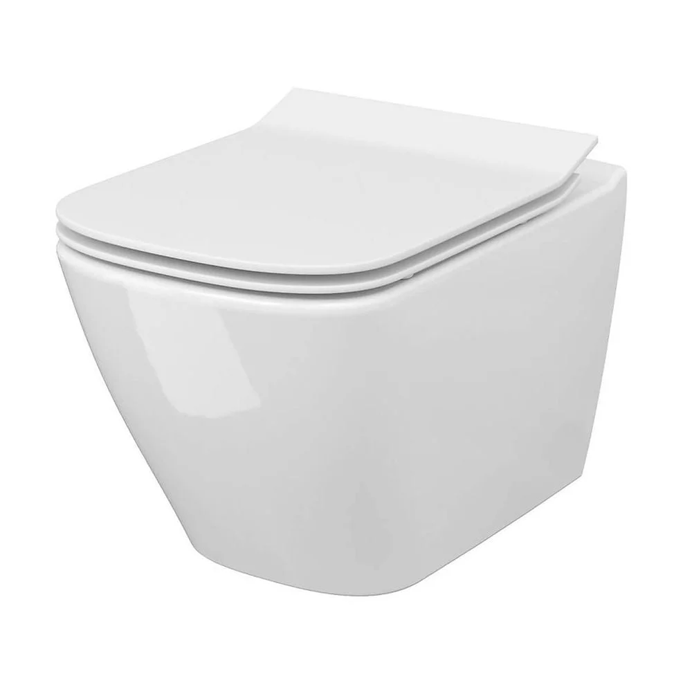 Vas wc suspendat CleanOn Cersanit City Square cu capac soft close inclus, alb