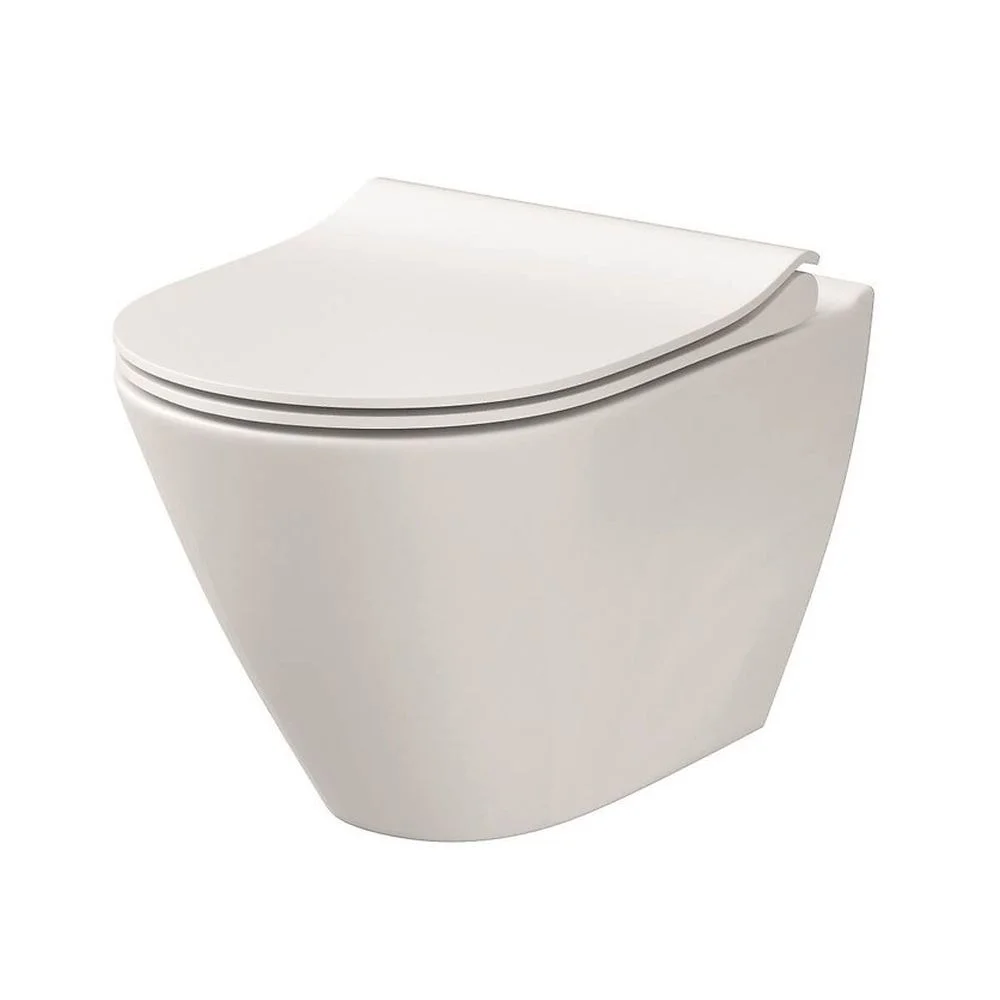 Vas wc suspendat rimless Cersanit City Oval cu capac soft close inclus, alb lucios
