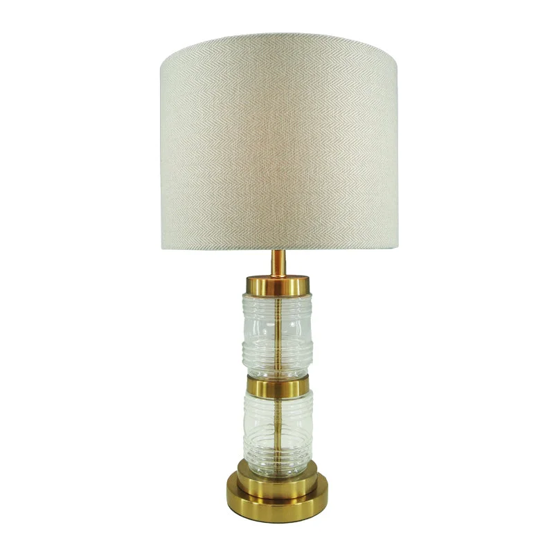 Veioza Wenxie E27 metal auriu marmura tesatura bej 32x32x53 cm