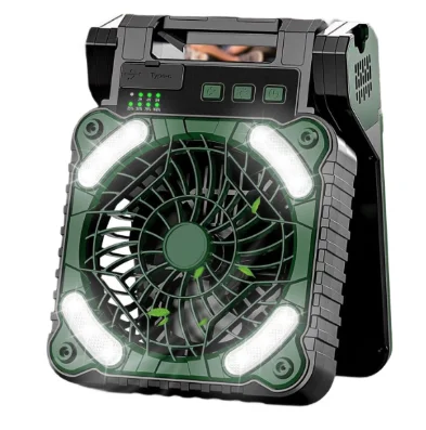 Ventilator de camping cu baterie de 10400Mah solar pentru exterior cu lumina led cu 4 viteze