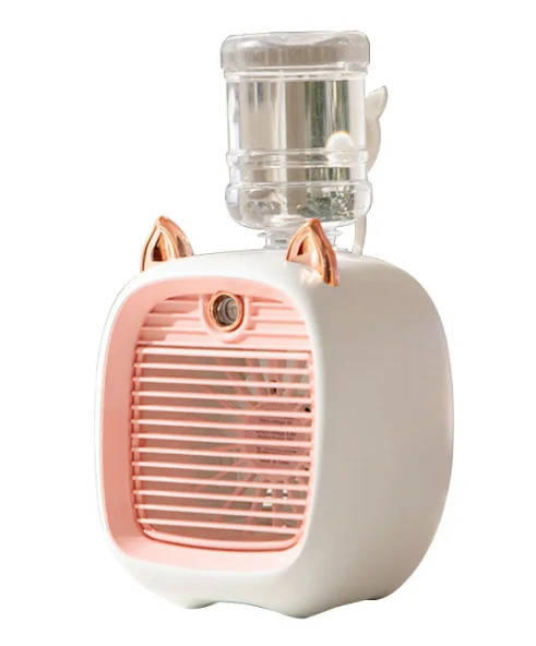 Ventilator portabil de birou cu incarcare USB si umidificare urechi pisica