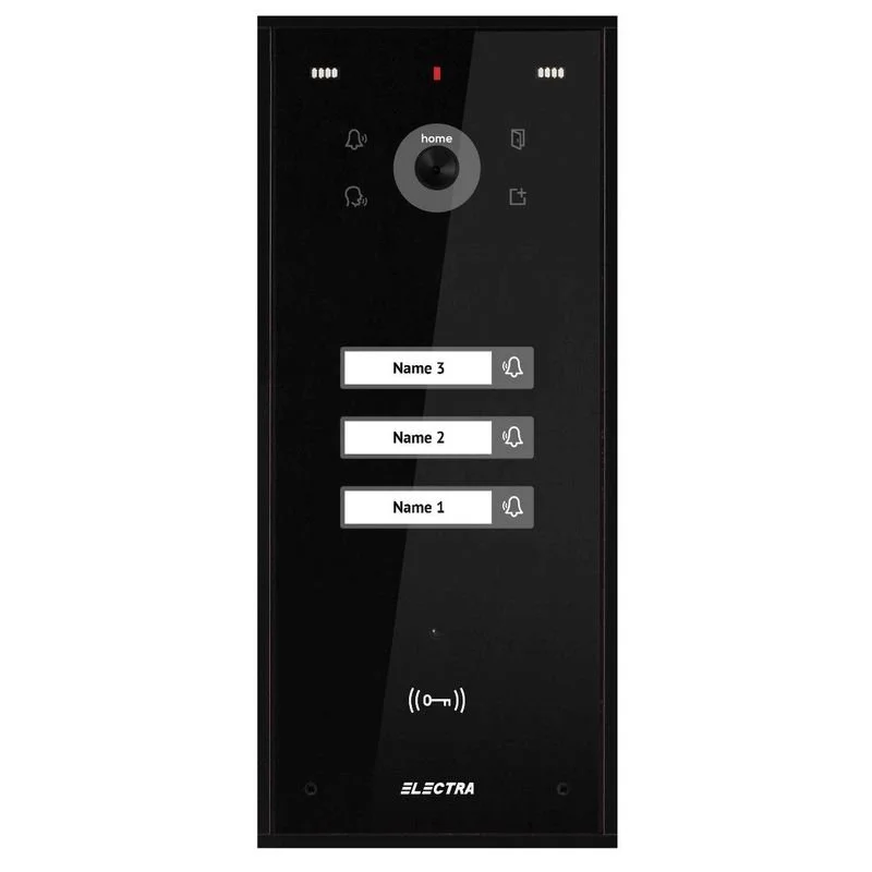 Videointerfon de exterior Electra VPH.03S03.ELBTL, 3 familii, montaj aparent, negru