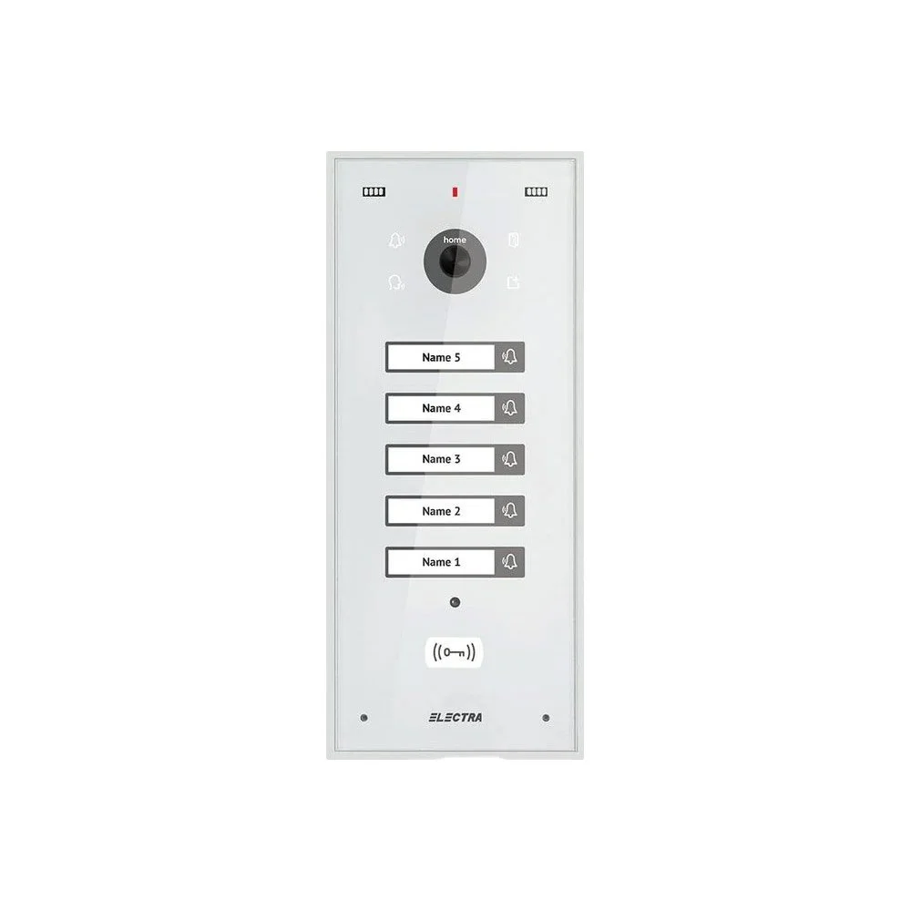Videointerfon de exterior Electra VPH.05S03.ELWTL , 5 familii, montaj aparent, 4 fire, RFID, alb