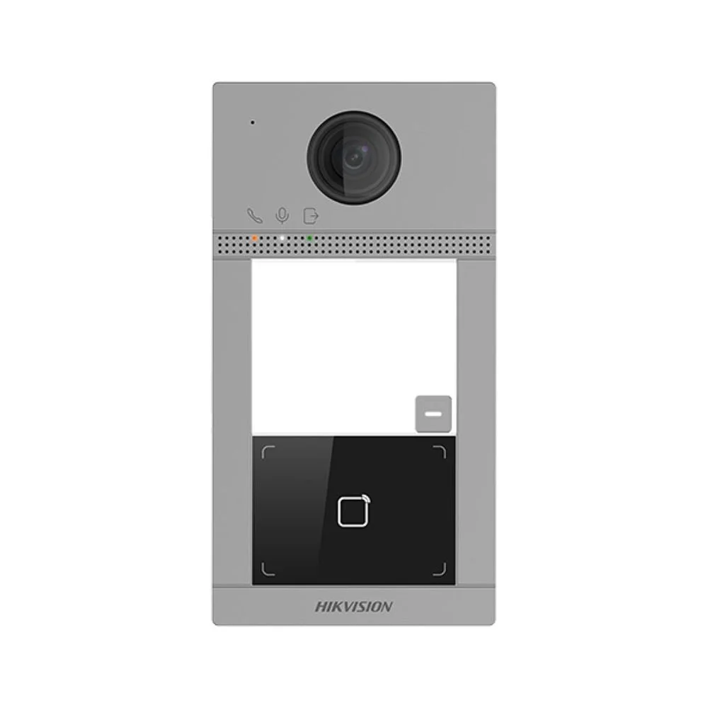 Videointerfon de exterior IP WiFi Hikvision DS-KV8113-WME1(C), 1 familie, Mifare, 2MP, IR, PoE, aparent