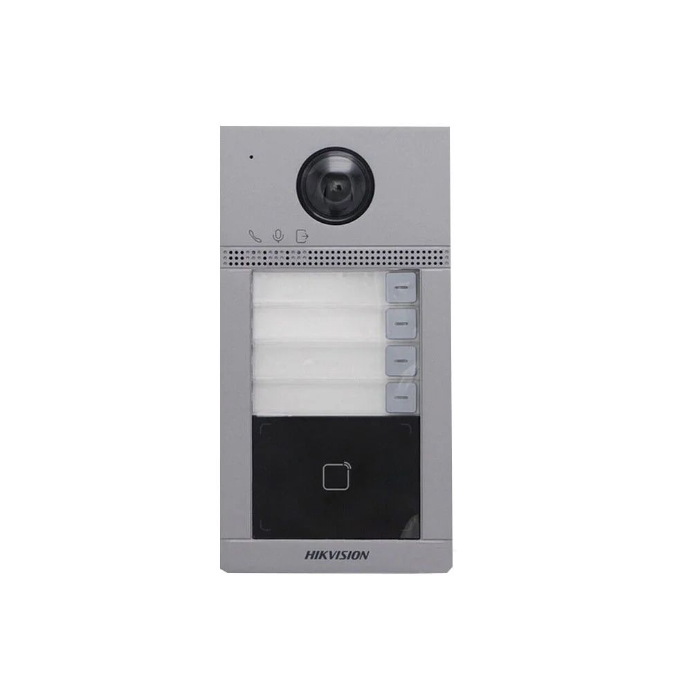 Videointerfon de exterior IP WiFi Hikvision DS-KV8413-WME1(C), 2MP, PoE, Mifare, aparent, 4 familii