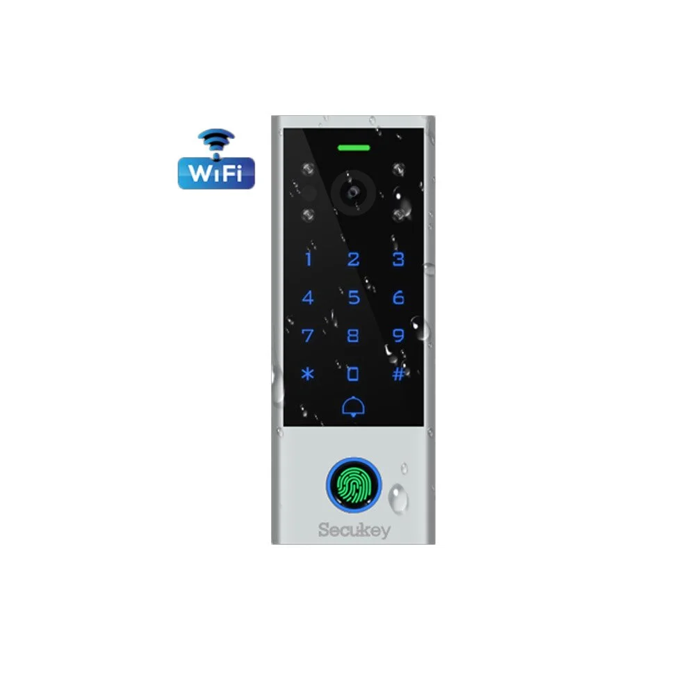 Videointerfon de exterior WiFi Secukey VCONTROL 3-F, 2 MP, EM 125 KHz, PIN, slot card, amprenta, Tuya
