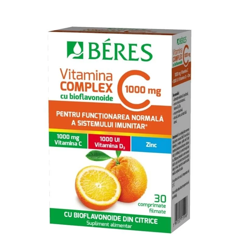 Vitamina C Complex cu bioflavonoide, 30 comprimate filmate, Beres