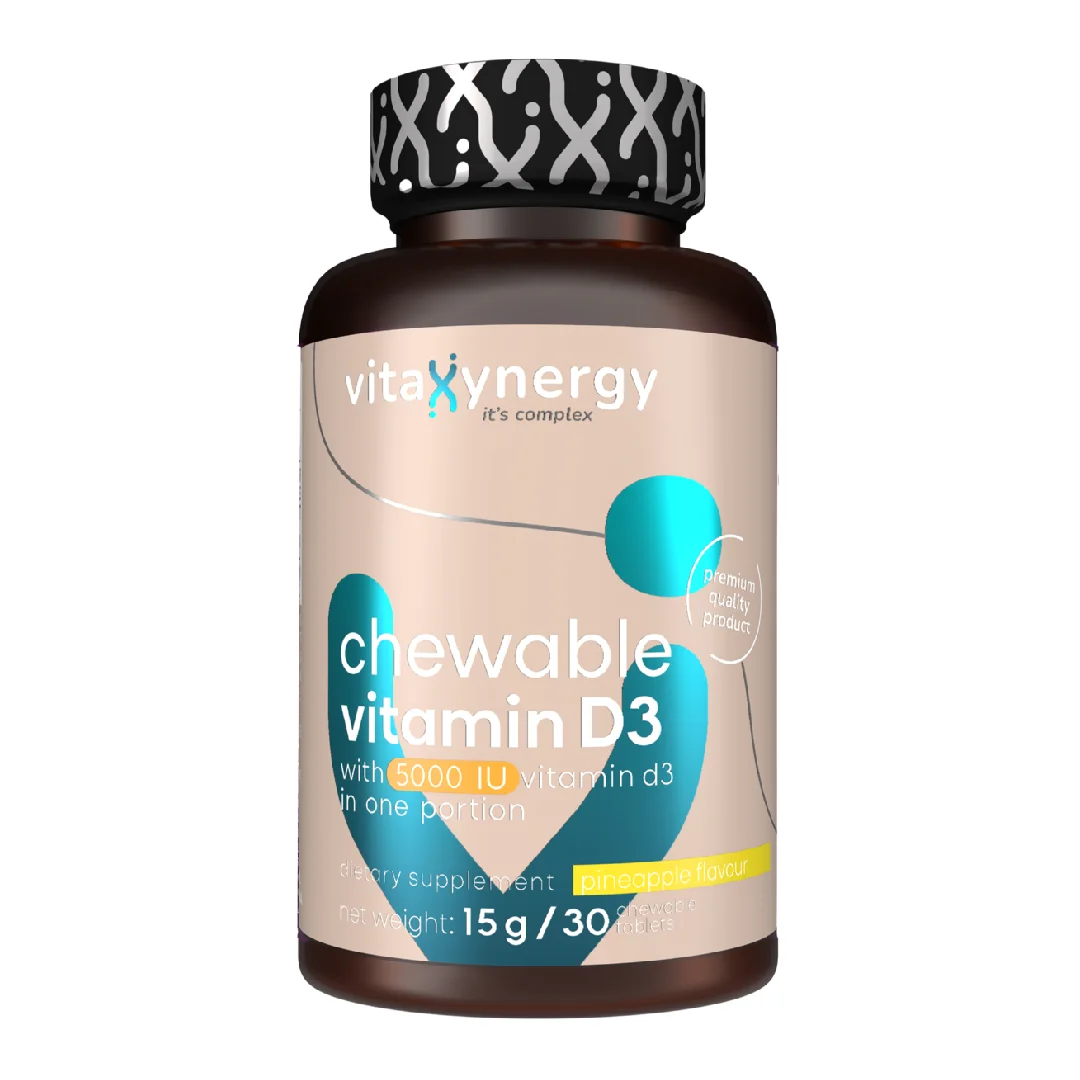 Vitamina D3 5000 UI masticabila, 30 tablete, Vitaxynergy