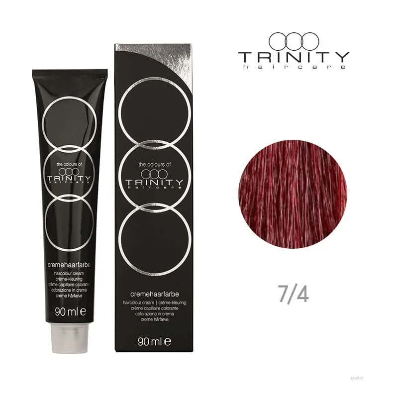 Vopsea crema pentru par COT Trinity Haircare 7/4 Blond mediu rosu, 90 ml