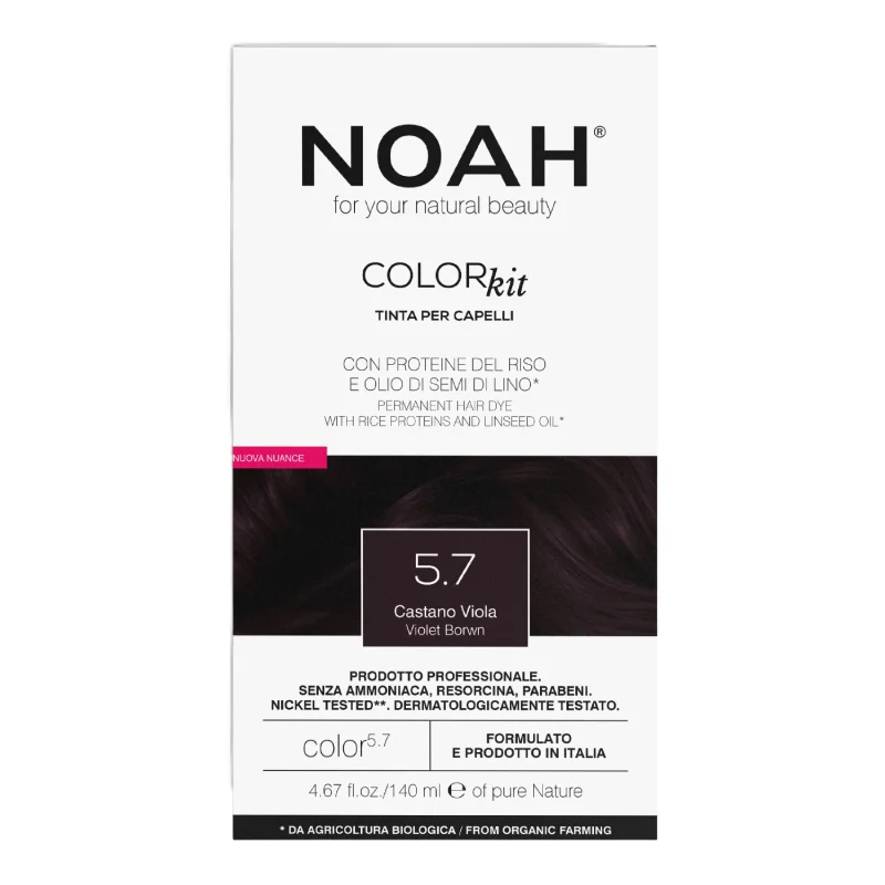 Vopsea de par naturala fara amoniac, 5.7 Saten violet, Color kit, 140 ml, Noah