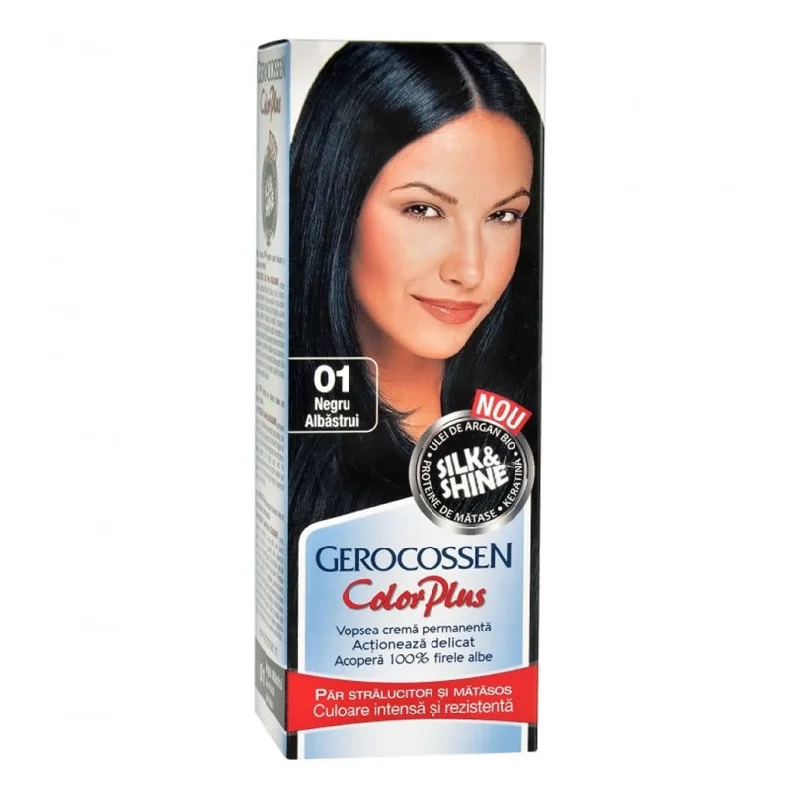 Vopsea de par Silk&Shine, 0.1 Negru Albastrui, 50ml, Gerocossen