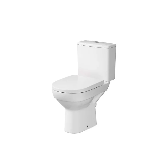 WC combi cu capac SoftClose, evacuare in spate, umplere laterala, CleanOn, alb, Cersanit City
